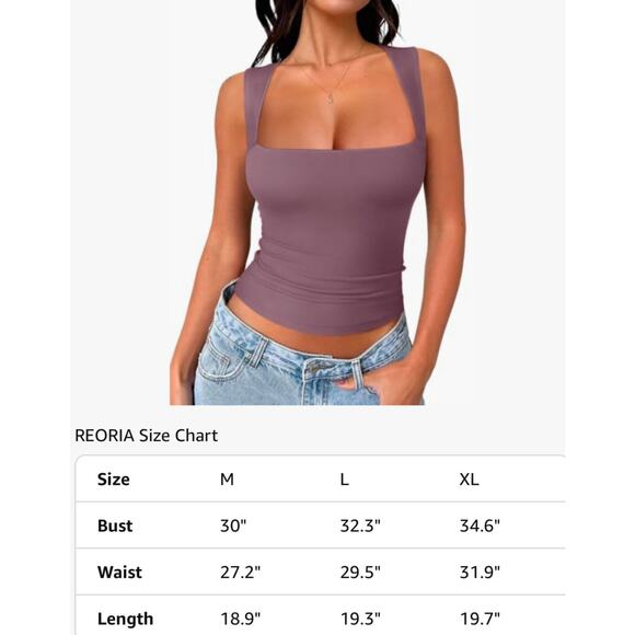 New Reoria Purple Square Neck Double Lined Top XL - Picture 5 of 7